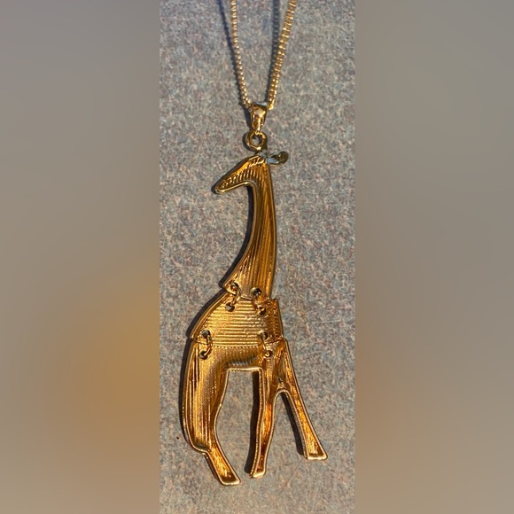 Vintage Necklace Boho Giraffe Enamel Pendant Ombré Turquoise Green - Picture 6 of 8